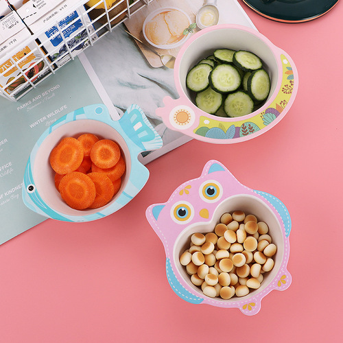 Creative, environmentally friendly, cute cartoon bamboo fiber children's bowl, kindergarten home baby and children's meal bowl, children's rice bowl