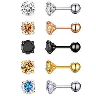AliExpress Amazon Set Stainless Steel AB Color Gold Zircon Earrings Ear Bone Nail Earrings T48