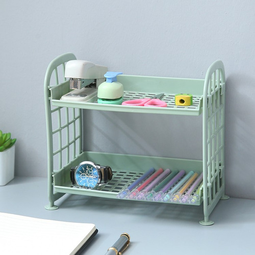 Kitchen bathroom double-layer hollow storage rack cosmetics desktop storage rack living room hollow gap storage rack