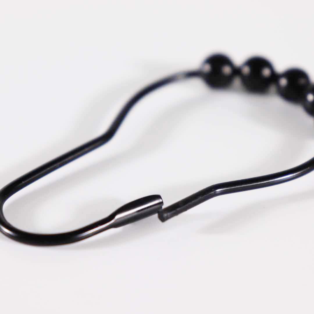 Fabricantes de suministro de metal negro hebilla de cinco cuentas de la hebilla de cinco bolas anillo de cortina de ducha gancho de cortina de ducha personalizado