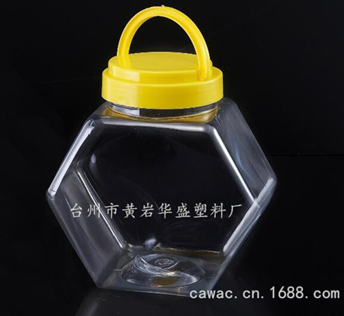 厂家供应六角塑料糖果罐、PET塑料饼干罐、广口塑料包装罐