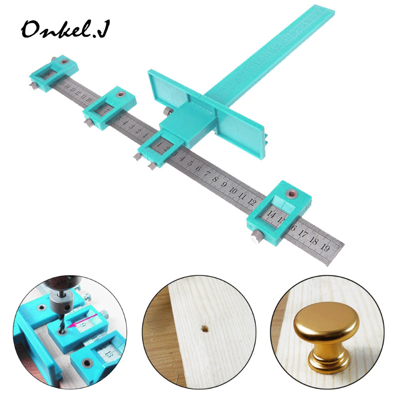 木工衣柜门橱柜把手打孔安装工具不锈钢多功能辅助拉手开孔定位器