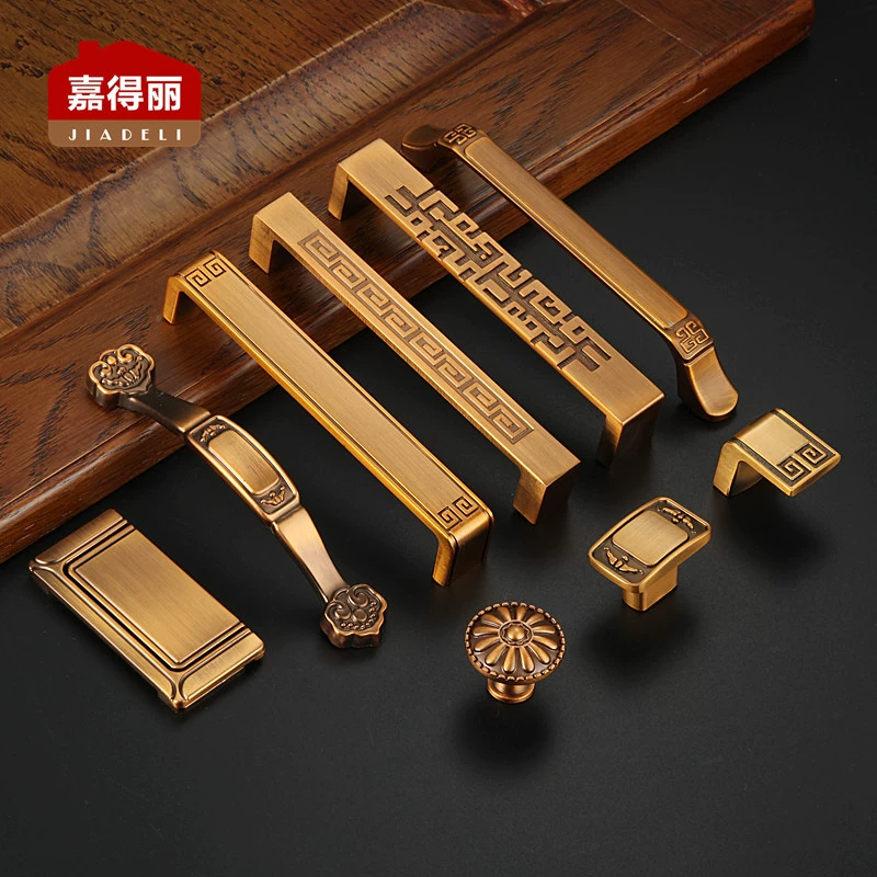 Новая Китайская античная медная ручка, современная простая ручка для ящиков, шкаф, дверная ручка, кухонный шкаф, легкая Роскошная маленькая ручка