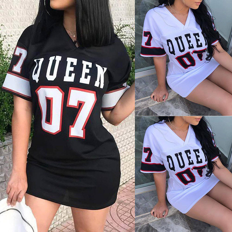 9491 Women's New Casual Loose Deep V-neck Side Slit Dress