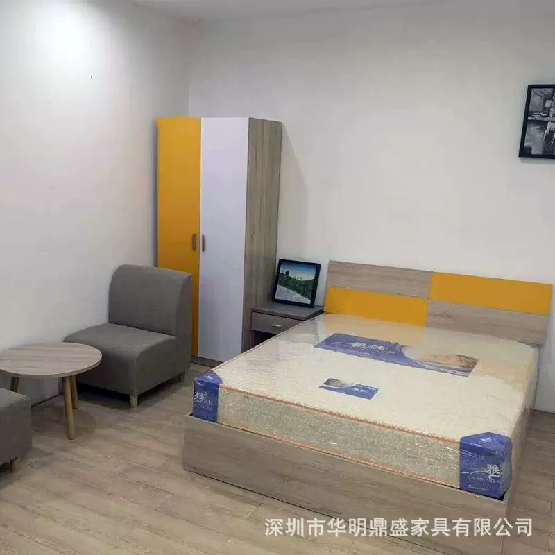 简约现代家具 出租房板式公寓床 衣柜 全屋定制公寓家具单人床1.5