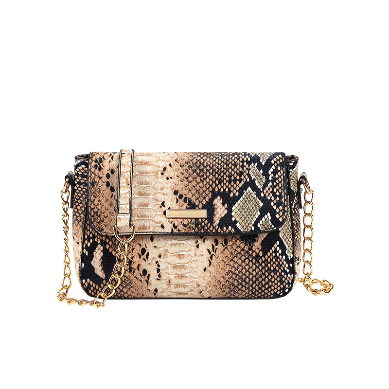 Cross-Border Snake Print Single Shoulder Crossbody Bag 2025 New European and American Retro Underarm Small Square Bag Chain Women's Bag Foreign Trade Wholesale