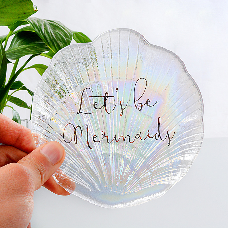 Creative Shell Dish Glass Ins Fantasy Small Dish Mermaid Letter Nail Art Photography Props Colorfulful Shell Dish