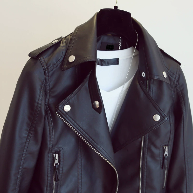 Short autumn polyurethane capacious jacket for students, plus size, slim fit