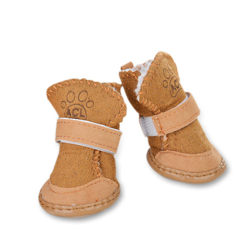Internet celebrity pet dog shoes, snow boots, small dog Teddy Pomeranian shoe covers, set of 4, plus velvet, non-slip, can not fall off