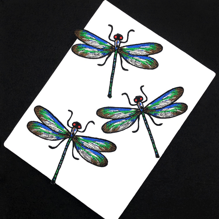 小号蜻蜓刺绣外套布贴时尚背胶补丁贴裤子修饰时尚DIY手工贴标