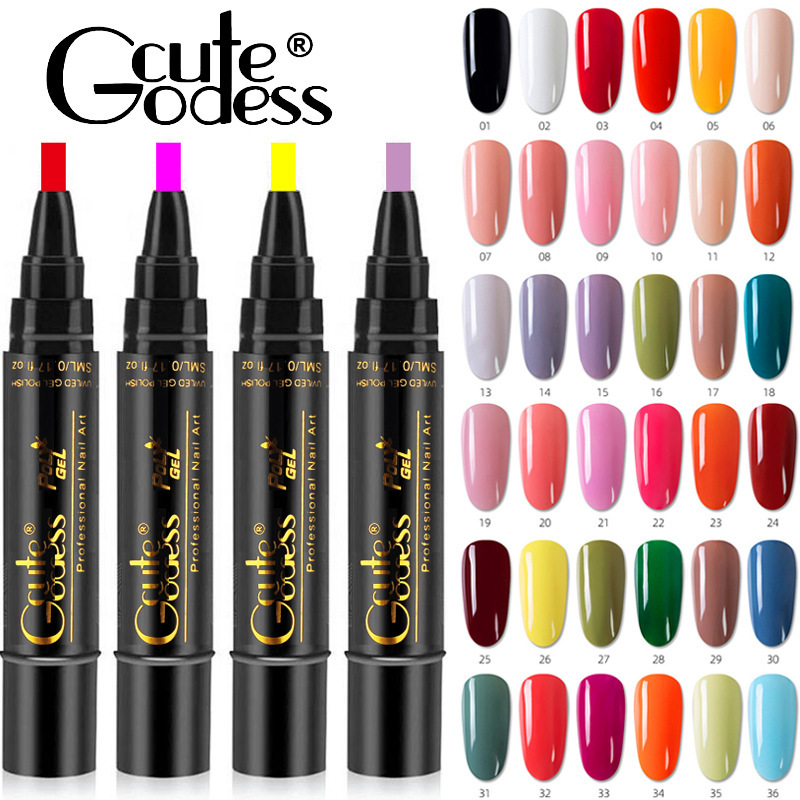 Cute Gutess Cross-Border New Product 3-in-1 Nail Gel Pen Glitter One-Step Gel Phototherapy Gel No Base Coat Needed