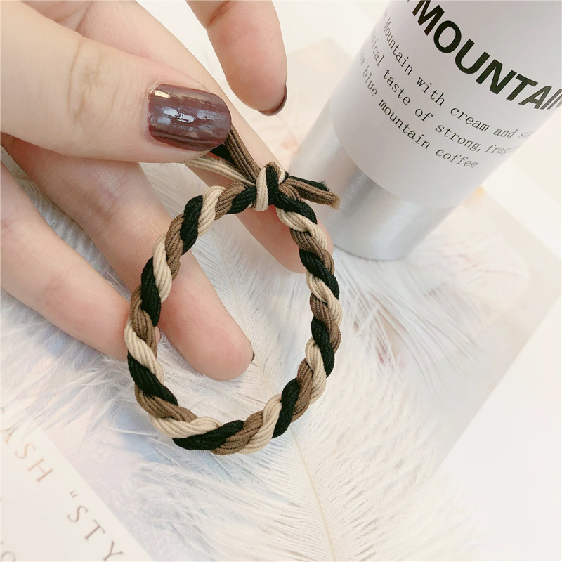 Japón y Corea del Sur simple y fresca chica de contraste de color torcido anillo de cabello dulce lindo de alta elasticidad nudado cuerda de cabello adornamiento de cabello mujer
