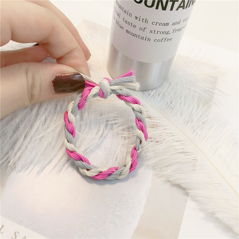 Japón y Corea del Sur simple y fresca chica de contraste de color torcido anillo de cabello dulce lindo de alta elasticidad nudado cuerda de cabello adornamiento de cabello mujer
