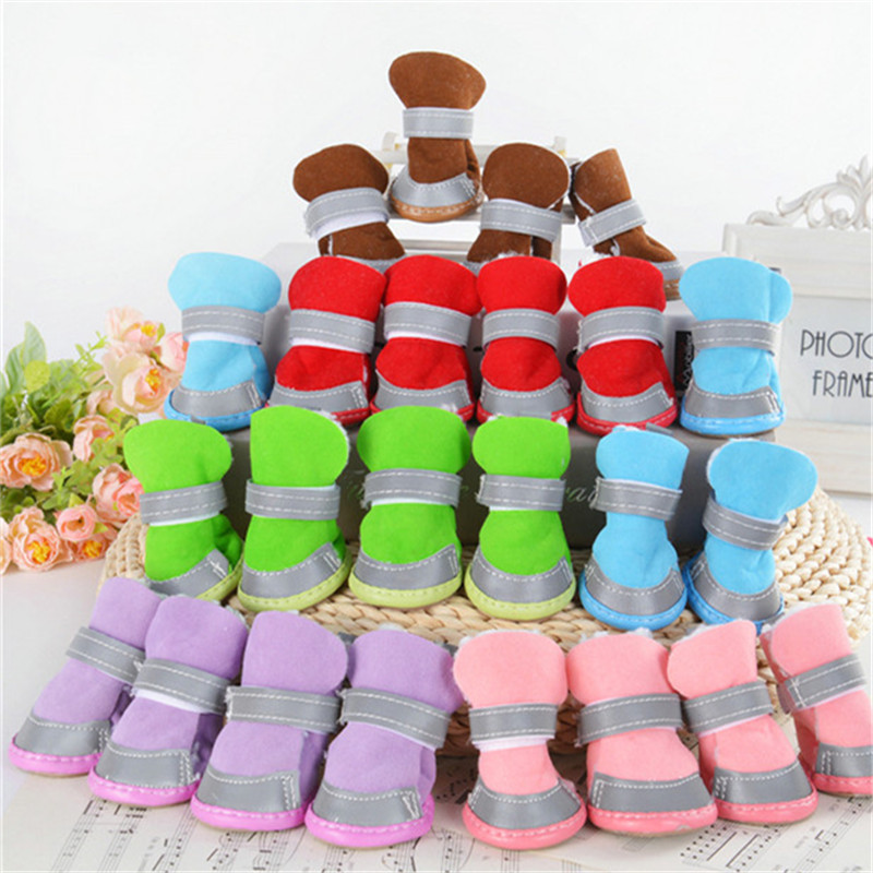 Zapatos reflectantes para perros de invierno engrosados botas de nieve antideslizantes para mascotas Bomei CAT Teddy cubierta de zapatos para perros pequeños
