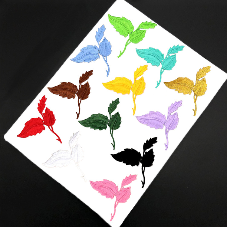 树叶刺绣布贴箱包衣服装饰背胶补丁贴裤子家纺标叶子绣花章
