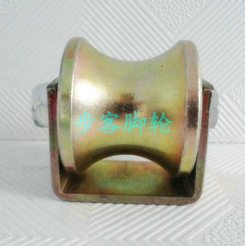 2.5寸大圆弧轨道轮60mmU型滑轮镀彩钢制加厚轨道轮圆钢轨道轮