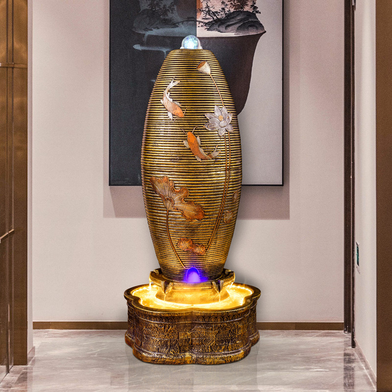 现货欧式流水喷泉风水轮室内客厅办公室风水球装饰水景观落地摆件