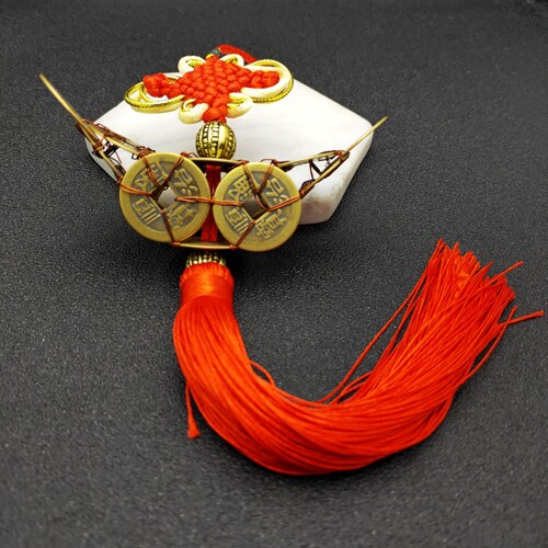 Wholesale hand-woven pure copper Ten Emperors money Lutong copper coin ball knot car pendant gift Feng Shui ornaments