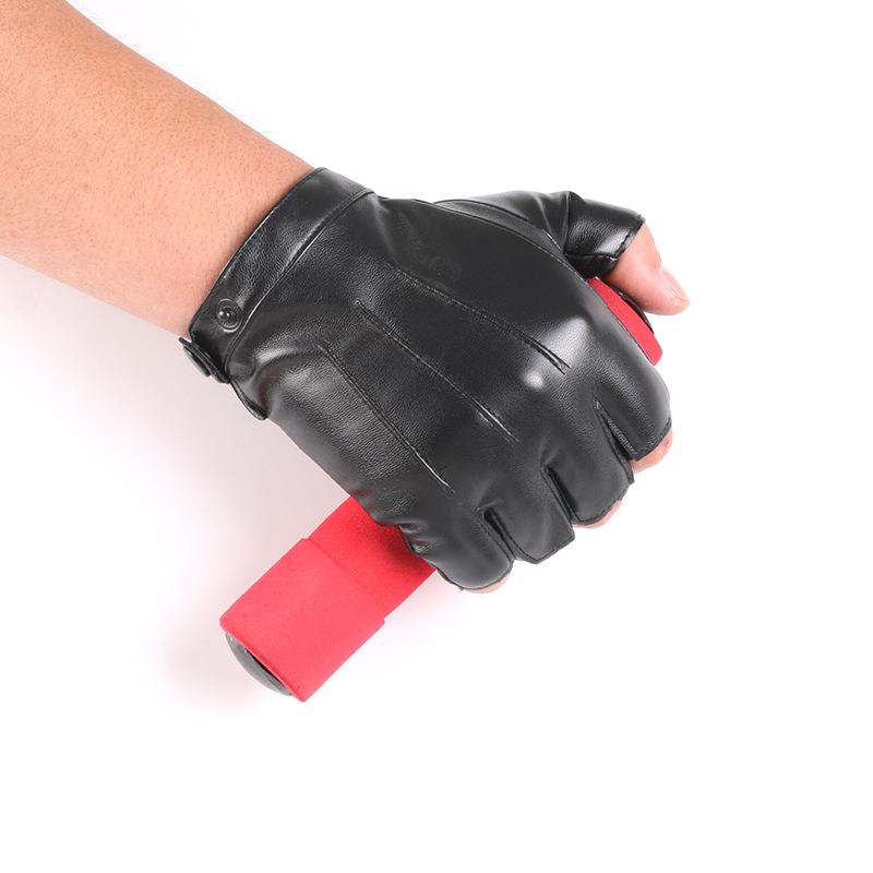 Hombres y mujeres de tres vías de cuero costilla medio dedo guantes multi-color hip hop fino pu club nocturno de las mujeres de la Danza del rendimiento