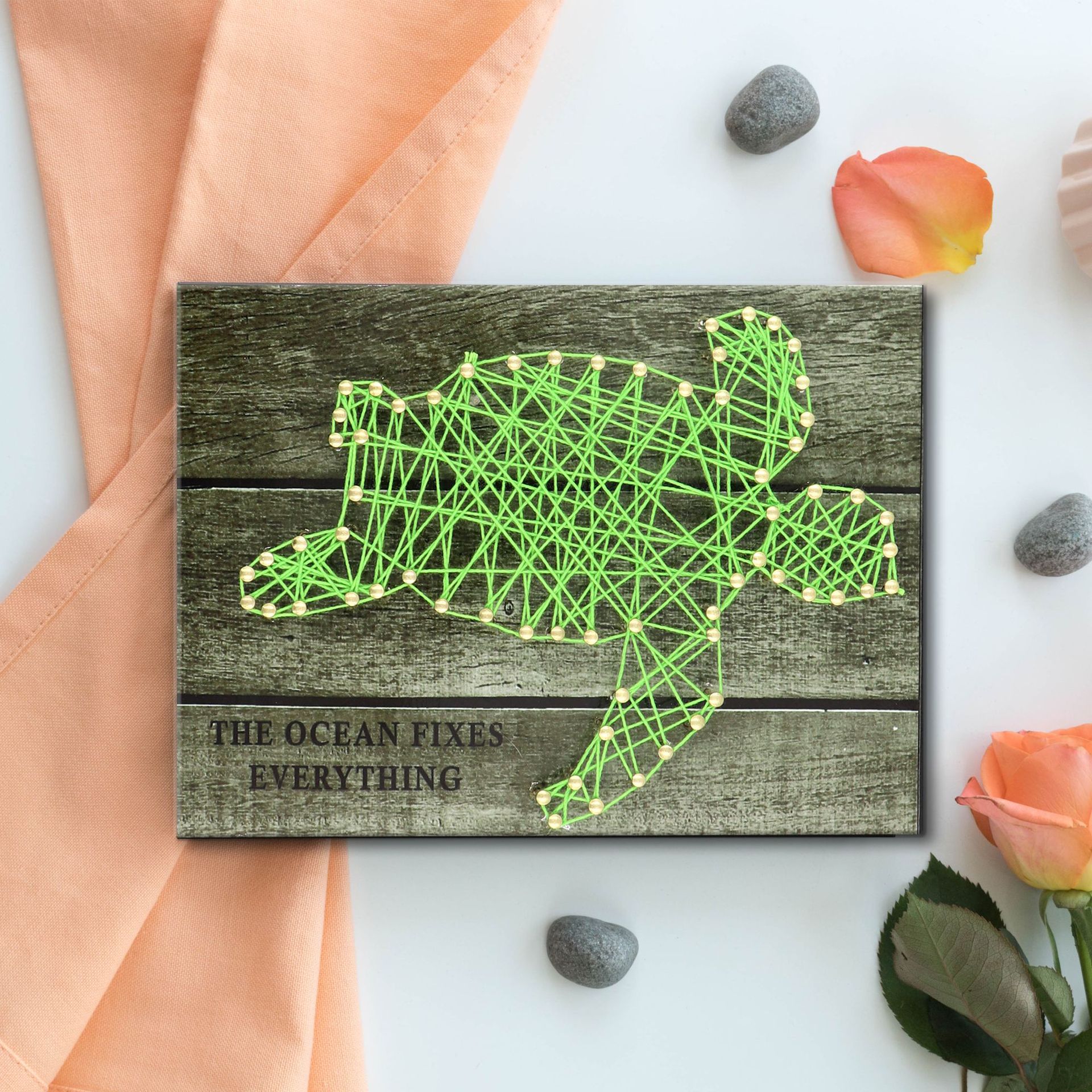 海龜繞繩畫立體裝飾畫釘子繞線畫創意美術手工DIY繞繩畫