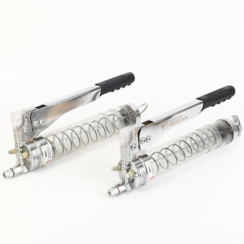 双齿轮透明式拉链黄油枪批发 厂家直销专利手动黄油枪挖机专用