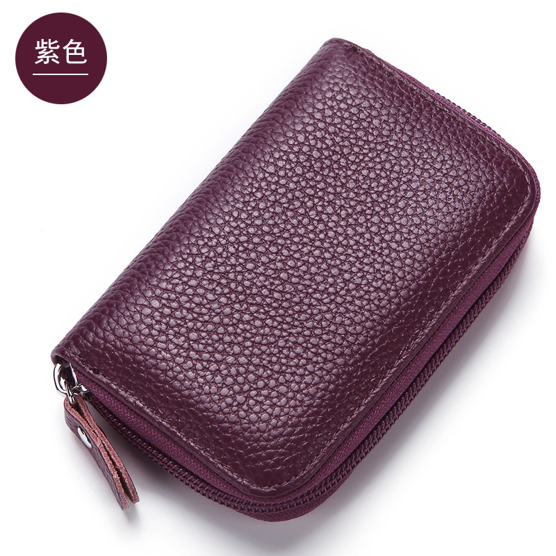 2024 Tao Bao primera capa titular de la tarjeta de piel de vaca cepillo antirrobo RFID órgano titular de la tarjeta monedero de los hombres tarjeta de crédito de vaca real