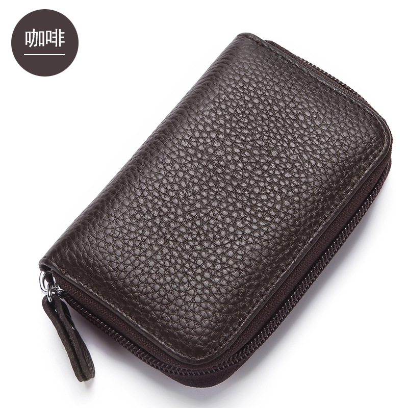 2024 Tao Bao primera capa titular de la tarjeta de piel de vaca cepillo antirrobo RFID órgano titular de la tarjeta monedero de los hombres tarjeta de crédito de vaca real