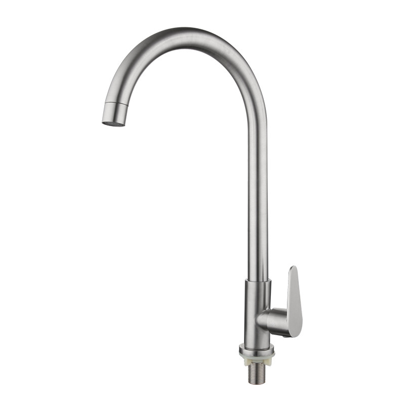 Special offer SUS304 stainless steel high quality kitchen single faucet brushed vegetable basin vertical single Cold Faucet