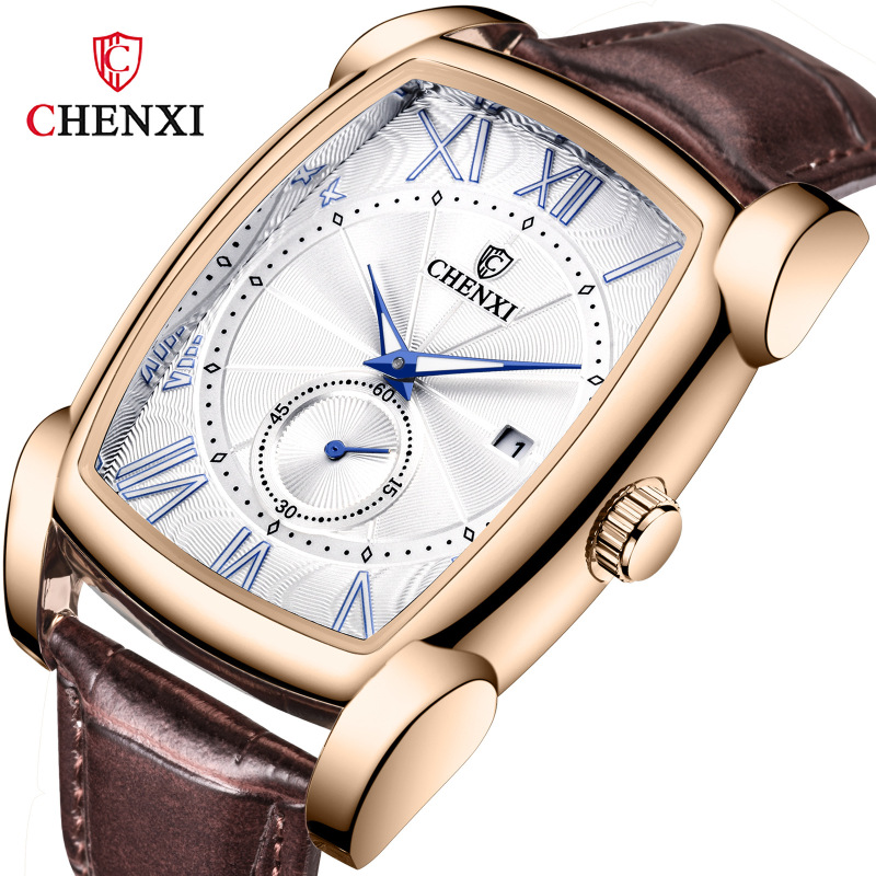 Chenxi Chenxi Watch Square Men's Douyin Live Broadcast Cross-Border Manufacturer Luminous Calendar Fashion Quartz Watch for Men