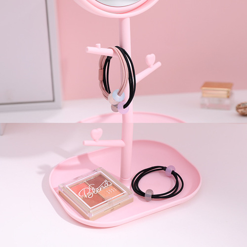 Cat ear monochrome high-definition desktop mirror rotating student dormitory makeup mirror dressing table creative beauty princess mirror