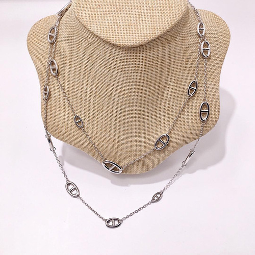 Live Stream Celebrity Same Style High-Quality Outfit H-Shaped Pig Nose Long Necklace Autumn/Winter Color-Safe Sweater Chain