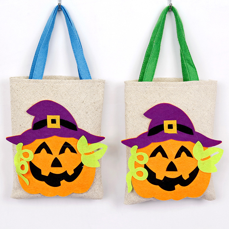 Suministros de decoración para Halloween, ropa, bolsa de regalo de calabaza de arpillera, bolsa de disfraces para fiestas infantiles con elementos de Halloween