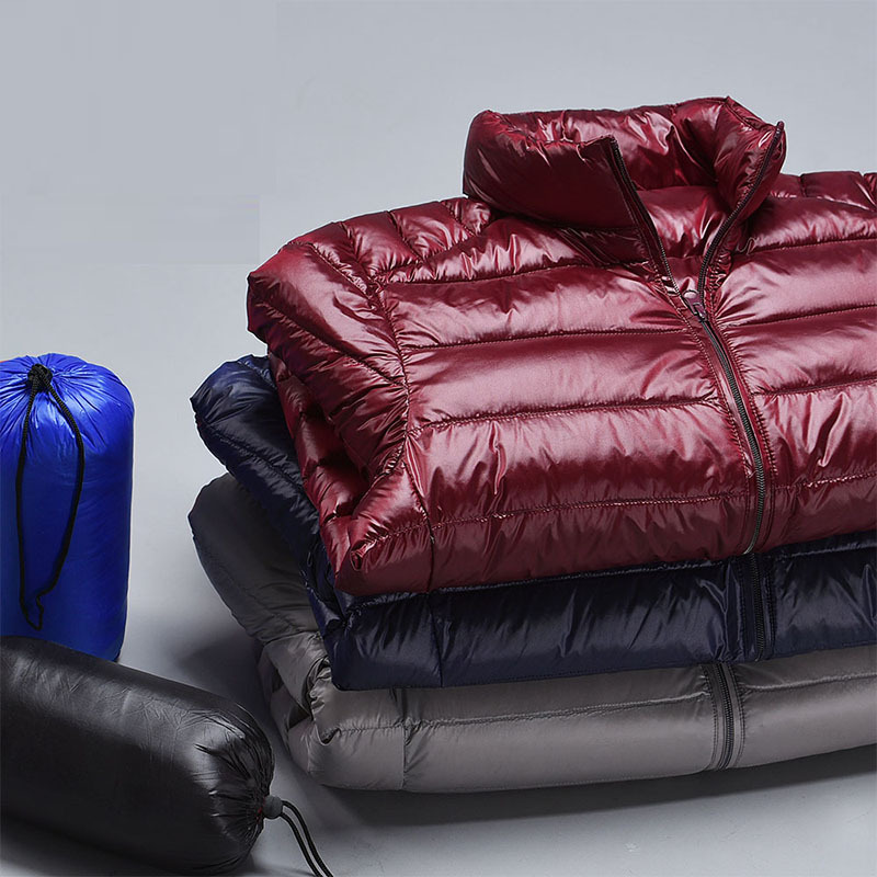 2024 Men's Vertical Collar Lightweight Decompression Bag Down Jacket New Winter White Duck Down White Duck Down Short Jacket plus size