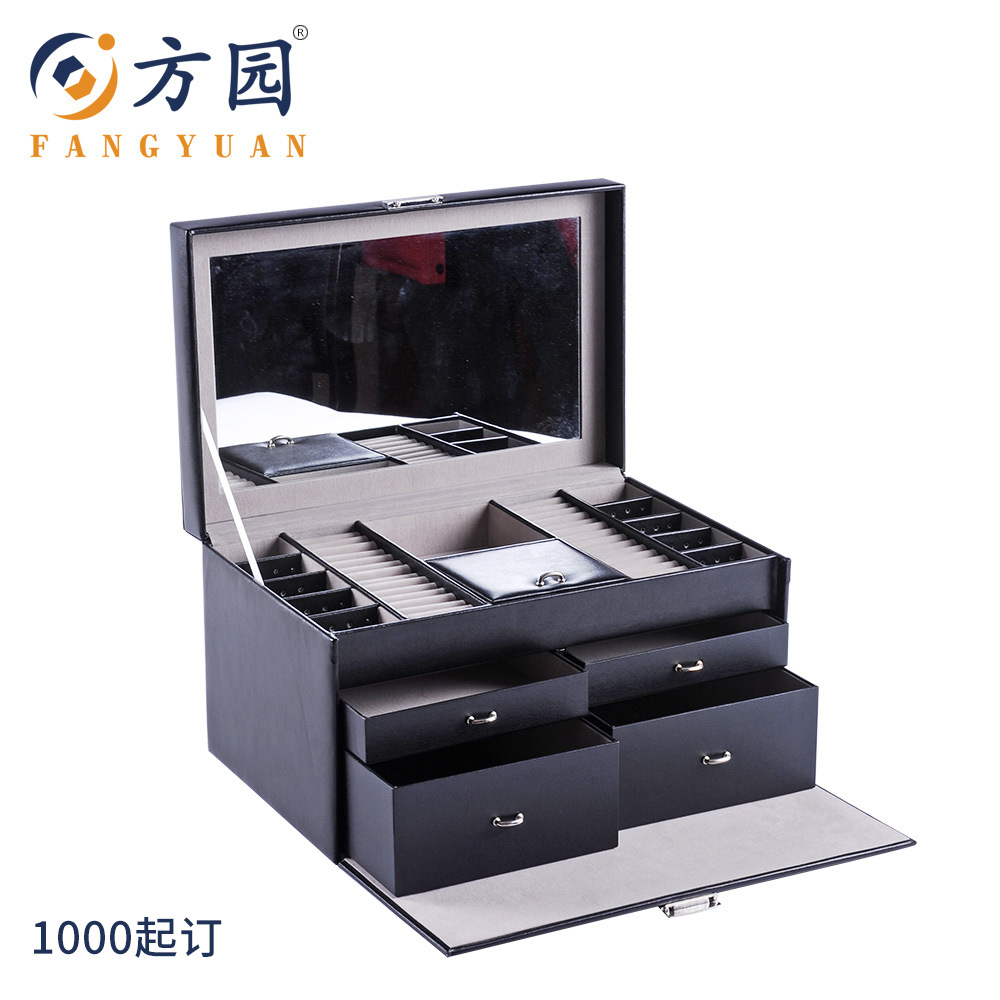 销售包装饰品高档吊坠盒 时尚首饰盒批发黑色大气戒指珠宝盒