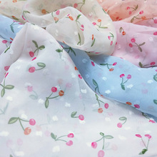 75D 全涤剪花雪纺 数码印花面料 雪纺樱桃水果印花连衣裙童装布料