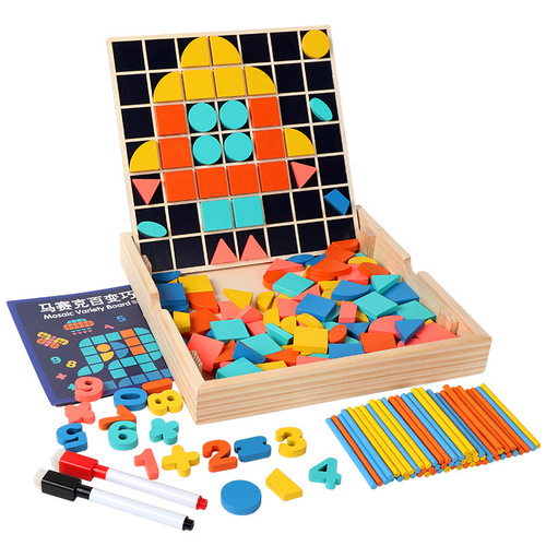 Mosaic three-in-one clever puzzle building block toy, whiteboard writable drawing board, educational toy for kindergarten and primary school