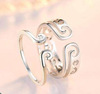 Adjustable fashionable ring for beloved, silver 925 sample