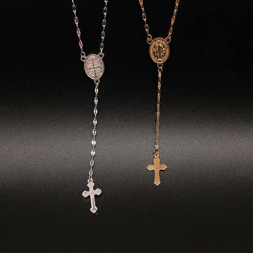 Three-Color Cross Mother Necklace, European and American Women's Fashion Popular Pendant Jewelry