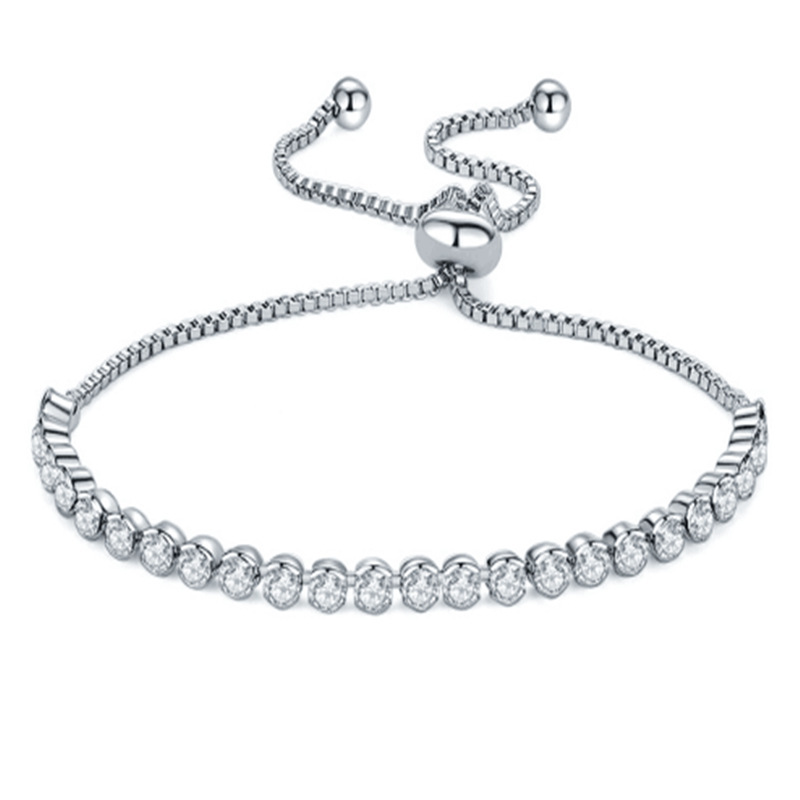 2019 New Zircon Pull Bracelet Round Drill Claw Chain Simple Hot Selling Women's Bracelet