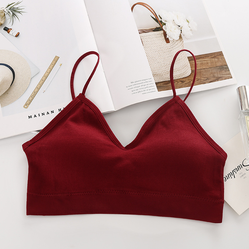 Camisola de las mujeres ropa interior sexy espalda pequeña pecho Chaleco corto anti-Exposición con almohadilla de pecho tubo superior ropa interior deportiva