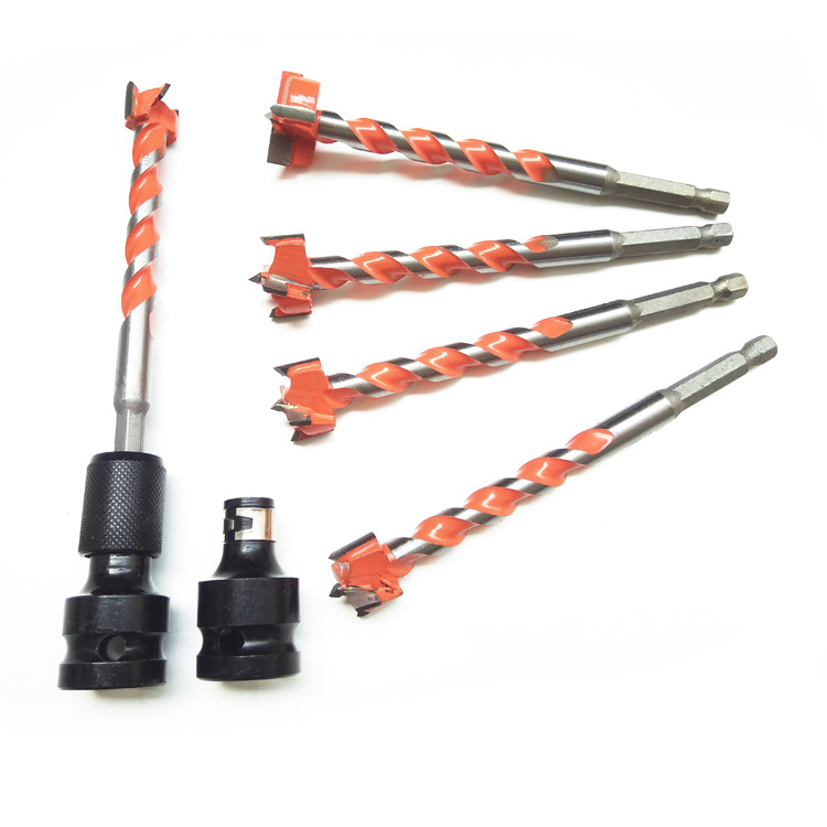 批发 木工开孔器 合金加长螺纹钻头 加长型木门门锁塑料打孔