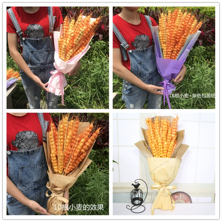 [批发3叉黄水稻谷仿真禾苗家居软装婚庆场地装饰道具塑料假花麦穗]