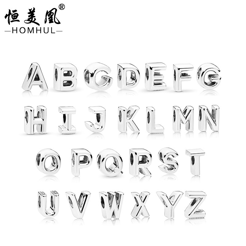 Europe and the United States hot bright silver letter bracelet beaded diy with bracelet jewelry accessories alloy factory direct sales