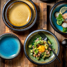 日式冰裂釉玻璃釉陶瓷餐具盘子碟子创意餐盘菜盘餐厅酒店餐具批发