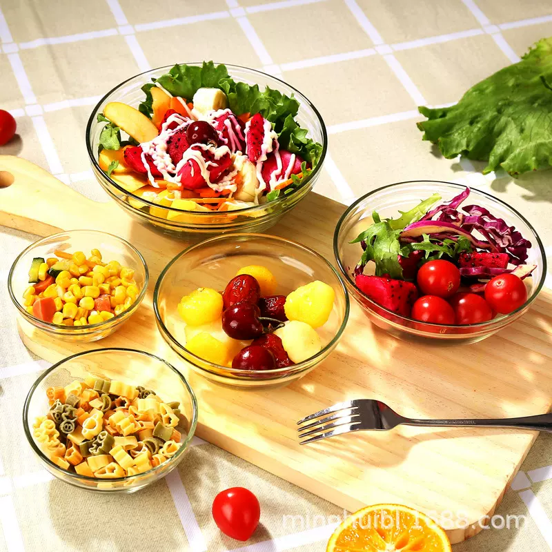 透明碗礼品沙拉碗小玻璃碗家用蔬菜水果碗甜品汤碗可定制便携礼盒