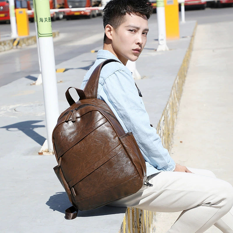 Backpack, polyurethane, Korean style, simple elegant design, lightweight, 2 colors