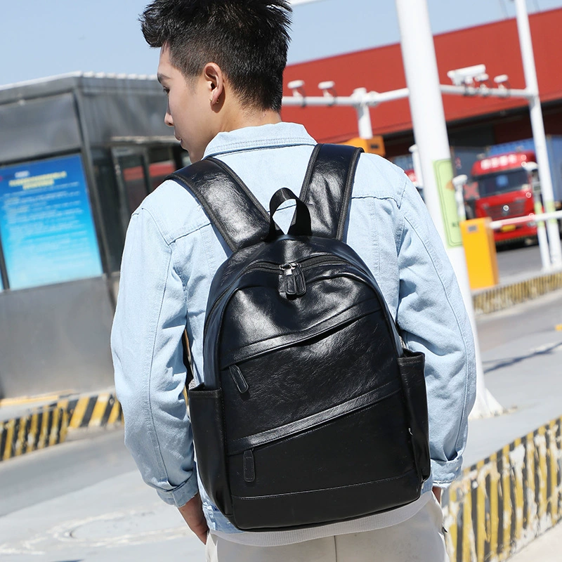 Backpack, polyurethane, Korean style, simple elegant design, lightweight, 2 colors