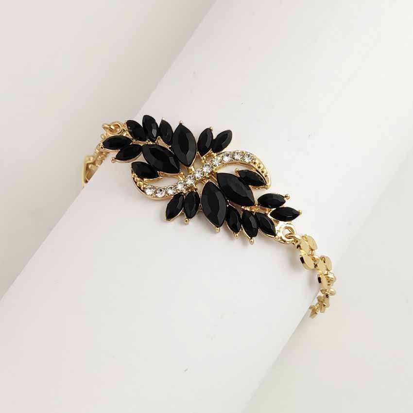 Popular Diamond Inlaid S-Shaped Resin Flower Bracelet