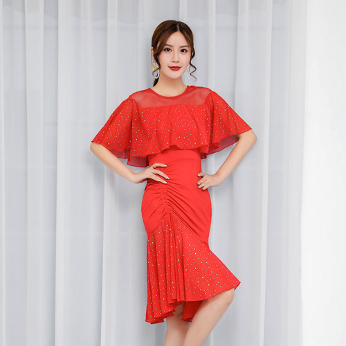 New dance square dance costume summer short-sleeved suit Latin dance costume competition performance costume for women