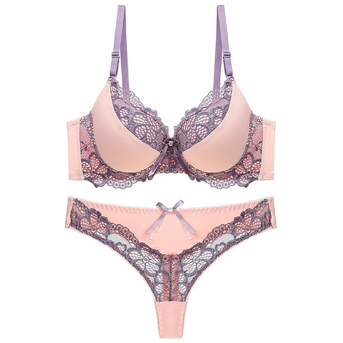 Lace push-up sexy European and American style bra set fashionable AB underwear set